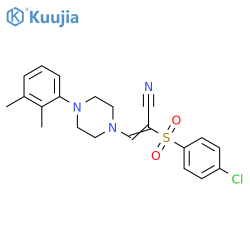(2E)-2-(4-chlorobenzenesulfonyl)-3-4-(2,3-dimethylphenyl)piperazin-1-ylprop-2-enenitrile structure