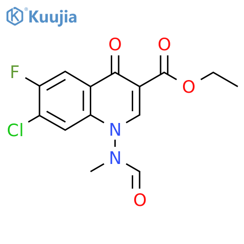 Ethyl 7-chloro-6-fluoro-1-(formylmethylamino)-1,4-dihydro-4-oxoquinoline-3-carboxylate structure