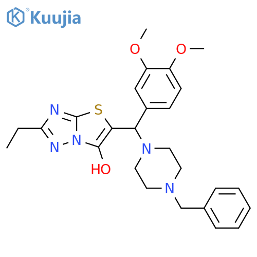 5-(4-benzylpiperazin-1-yl)(3,4-dimethoxyphenyl)methyl-2-ethyl-1,2,4triazolo3,2-b1,3thiazol-6-ol structure