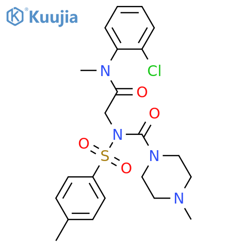 N-(2-chlorophenyl)methyl-2-N-(4-methylpiperazine-1-carbonyl)4-methylbenzenesulfonamidoacetamide structure