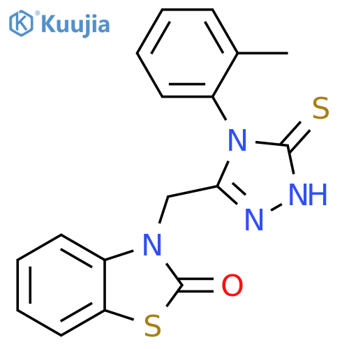 3-{4-(2-methylphenyl)-5-sulfanyl-4H-1,2,4-triazol-3-ylmethyl}-2,3-dihydro-1,3-benzothiazol-2-one structure