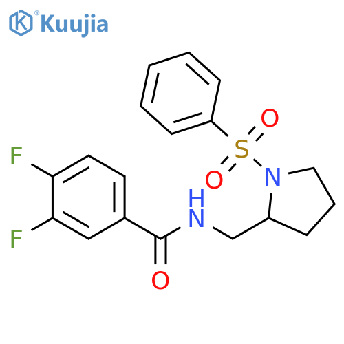 N-{1-(benzenesulfonyl)pyrrolidin-2-ylmethyl}-3,4-difluorobenzamide structure