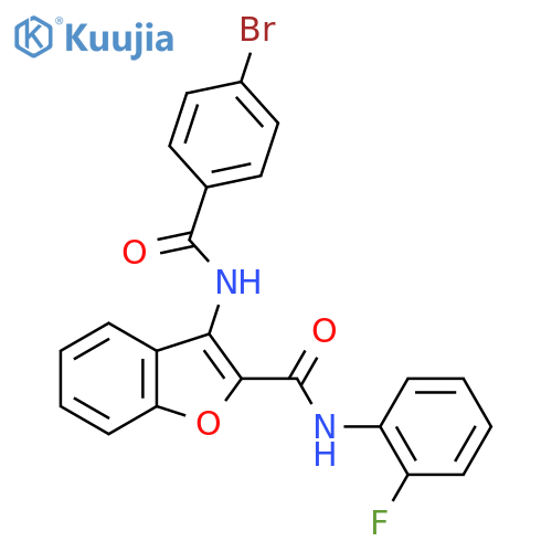 3-(4-bromobenzamido)-N-(2-fluorophenyl)-1-benzofuran-2-carboxamide structure