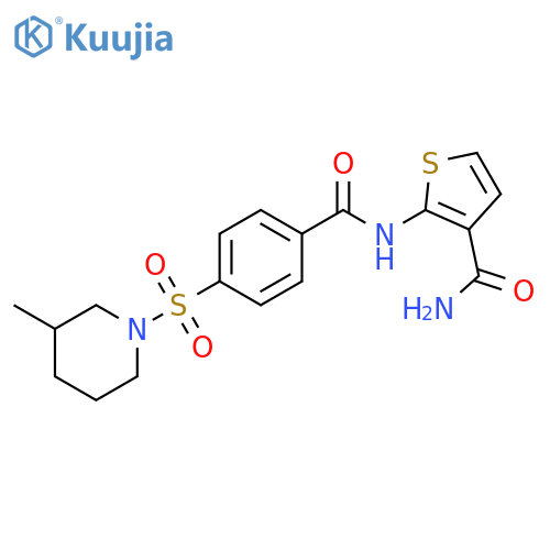 2-{4-(3-methylpiperidin-1-yl)sulfonylbenzamido}thiophene-3-carboxamide structure