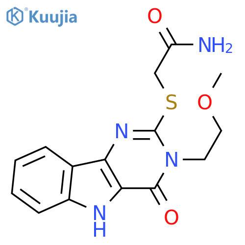 2-{3-(2-methoxyethyl)-4-oxo-3H,4H,5H-pyrimido5,4-bindol-2-ylsulfanyl}acetamide structure