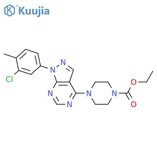 ethyl 4-1-(3-chloro-4-methylphenyl)-1H-pyrazolo3,4-dpyrimidin-4-ylpiperazine-1-carboxylate structure