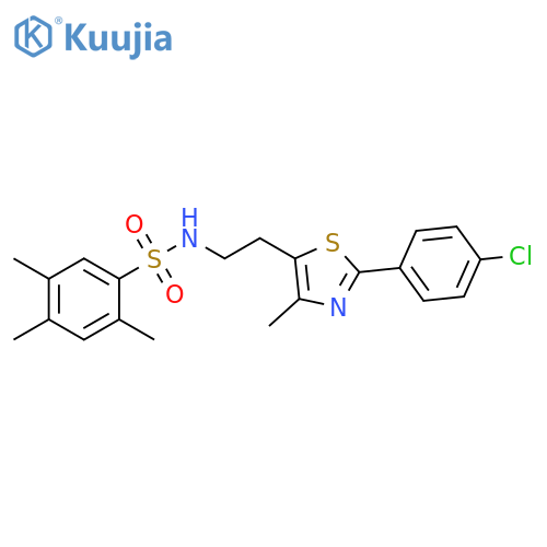 N-{2-2-(4-chlorophenyl)-4-methyl-1,3-thiazol-5-ylethyl}-2,4,5-trimethylbenzene-1-sulfonamide structure