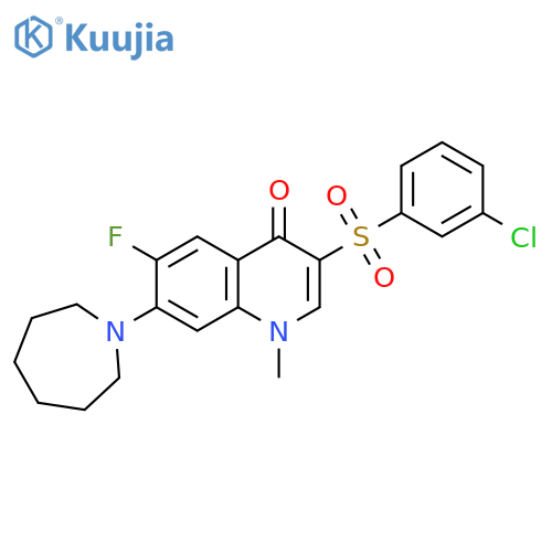7-(azepan-1-yl)-3-(3-chlorobenzenesulfonyl)-6-fluoro-1-methyl-1,4-dihydroquinolin-4-one structure