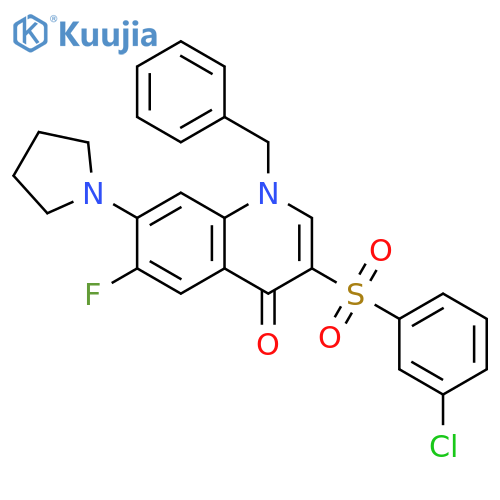 1-benzyl-3-(3-chlorobenzenesulfonyl)-6-fluoro-7-(pyrrolidin-1-yl)-1,4-dihydroquinolin-4-one structure