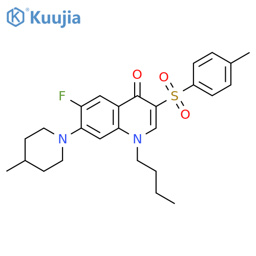 1-butyl-6-fluoro-3-(4-methylbenzenesulfonyl)-7-(4-methylpiperidin-1-yl)-1,4-dihydroquinolin-4-one structure