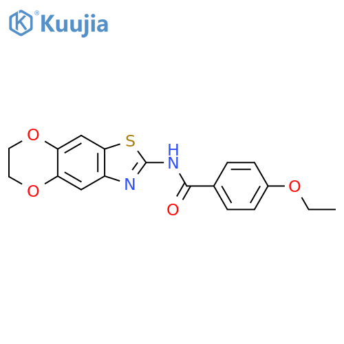N-{10,13-dioxa-4-thia-6-azatricyclo7.4.0.0^{3,7}trideca-1,3(7),5,8-tetraen-5-yl}-4-ethoxybenzamide structure