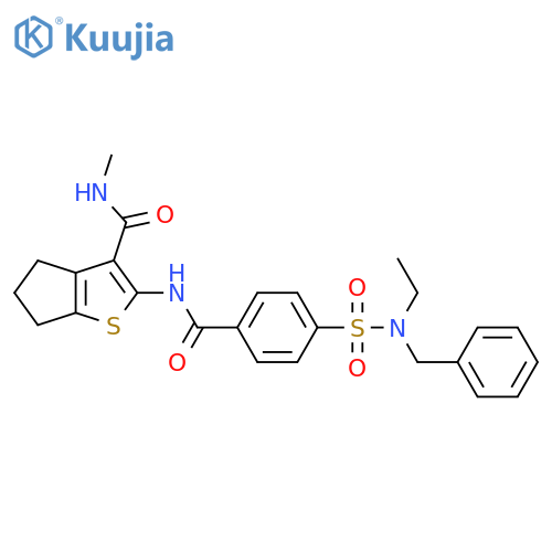 2-{4-benzyl(ethyl)sulfamoylbenzamido}-N-methyl-4H,5H,6H-cyclopentabthiophene-3-carboxamide structure