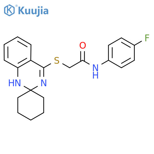 N-(4-fluorophenyl)-2-{1'H-spirocyclohexane-1,2'-quinazolinesulfanyl}acetamide structure