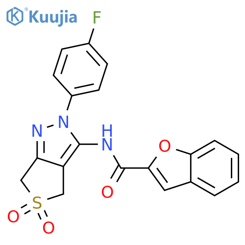 N-2-(4-fluorophenyl)-5,5-dioxo-2H,4H,6H-5lambda6-thieno3,4-cpyrazol-3-yl-1-benzofuran-2-carboxamide structure