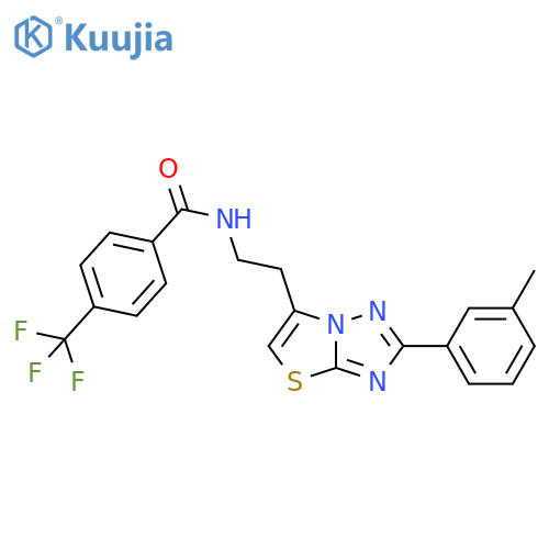 N-{2-2-(3-methylphenyl)-1,2,4triazolo3,2-b1,3thiazol-6-ylethyl}-4-(trifluoromethyl)benzamide structure