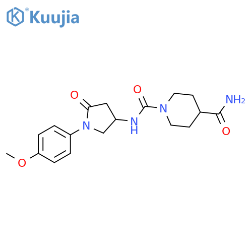 N1-1-(4-methoxyphenyl)-5-oxopyrrolidin-3-ylpiperidine-1,4-dicarboxamide structure