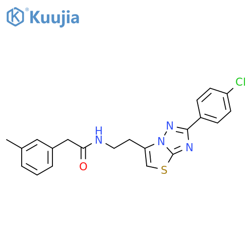 N-{2-2-(4-chlorophenyl)-1,2,4triazolo3,2-b1,3thiazol-6-ylethyl}-2-(3-methylphenyl)acetamide structure