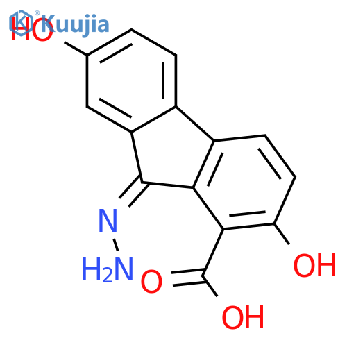 9H-Fluorene-1-carboxylic acid, 9-hydrazono-2,7-dihydroxy- structure