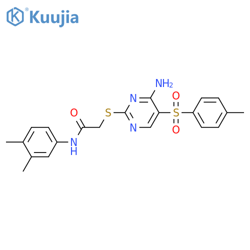 2-{4-amino-5-(4-methylbenzenesulfonyl)pyrimidin-2-ylsulfanyl}-N-(3,4-dimethylphenyl)acetamide structure