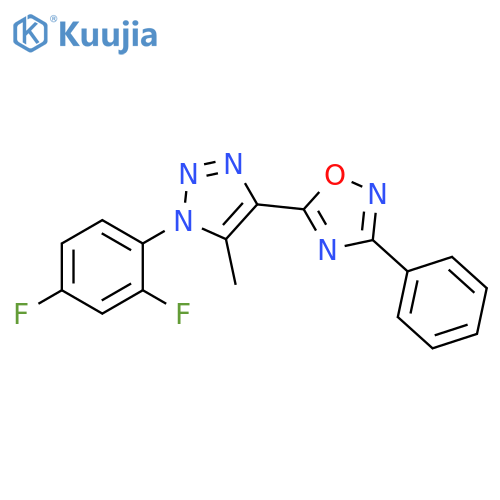5-1-(2,4-difluorophenyl)-5-methyl-1H-1,2,3-triazol-4-yl-3-phenyl-1,2,4-oxadiazole structure