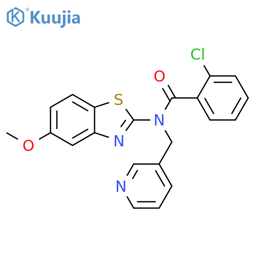 2-chloro-N-(5-methoxy-1,3-benzothiazol-2-yl)-N-(pyridin-3-yl)methylbenzamide structure
