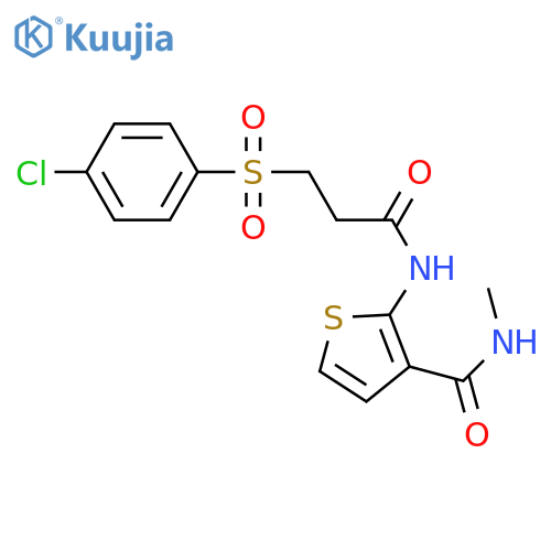 2-3-(4-chlorobenzenesulfonyl)propanamido-N-methylthiophene-3-carboxamide structure