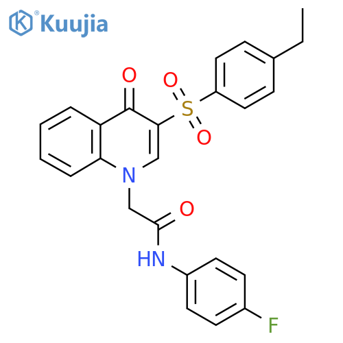 2-3-(4-ethylbenzenesulfonyl)-4-oxo-1,4-dihydroquinolin-1-yl-N-(4-fluorophenyl)acetamide structure