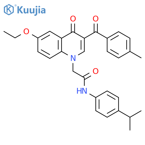 2-6-ethoxy-3-(4-methylbenzoyl)-4-oxo-1,4-dihydroquinolin-1-yl-N-4-(propan-2-yl)phenylacetamide structure