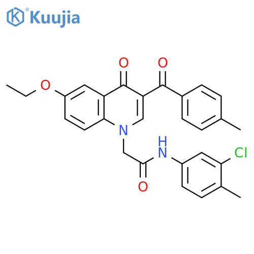 N-(3-chloro-4-methylphenyl)-2-6-ethoxy-3-(4-methylbenzoyl)-4-oxo-1,4-dihydroquinolin-1-ylacetamide structure