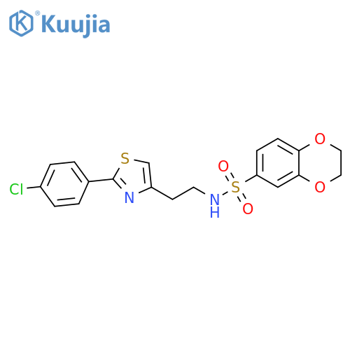 N-{2-2-(4-chlorophenyl)-1,3-thiazol-4-ylethyl}-2,3-dihydro-1,4-benzodioxine-6-sulfonamide structure