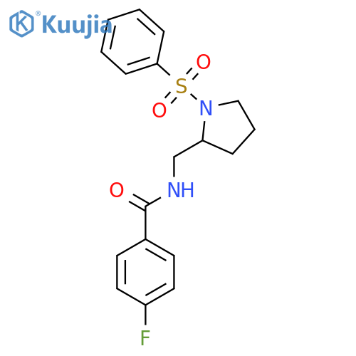 N-{1-(benzenesulfonyl)pyrrolidin-2-ylmethyl}-4-fluorobenzamide structure