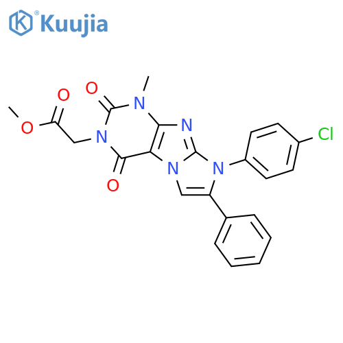 methyl 2-8-(4-chlorophenyl)-1-methyl-2,4-dioxo-7-phenyl-1H,2H,3H,4H,8H-imidazo1,2-gpurin-3-ylacetate structure