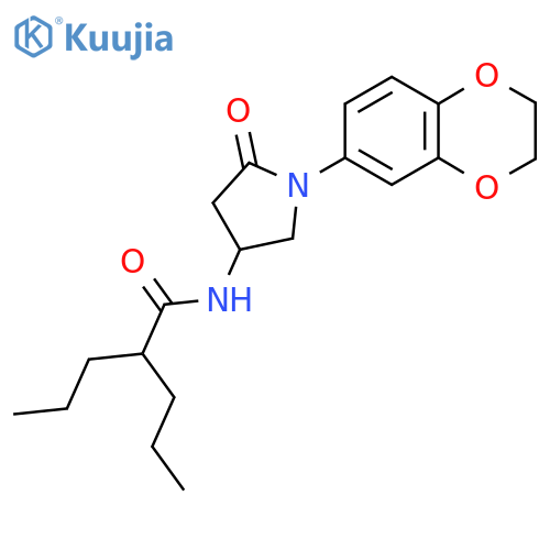 N-1-(2,3-dihydro-1,4-benzodioxin-6-yl)-5-oxopyrrolidin-3-yl-2-propylpentanamide structure
