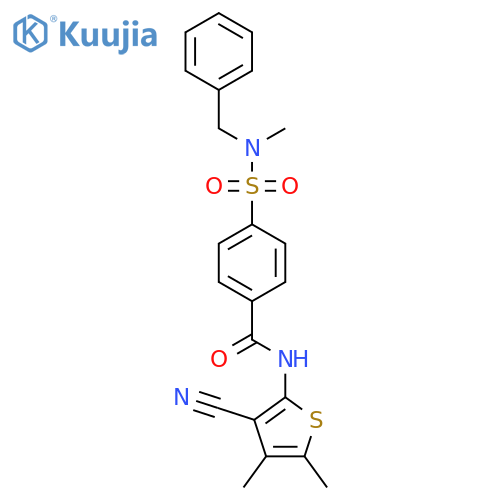 4-benzyl(methyl)sulfamoyl-N-(3-cyano-4,5-dimethylthiophen-2-yl)benzamide structure