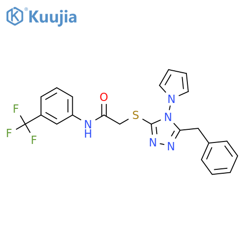 2-{5-benzyl-4-(1H-pyrrol-1-yl)-4H-1,2,4-triazol-3-ylsulfanyl}-N-3-(trifluoromethyl)phenylacetamide structure
