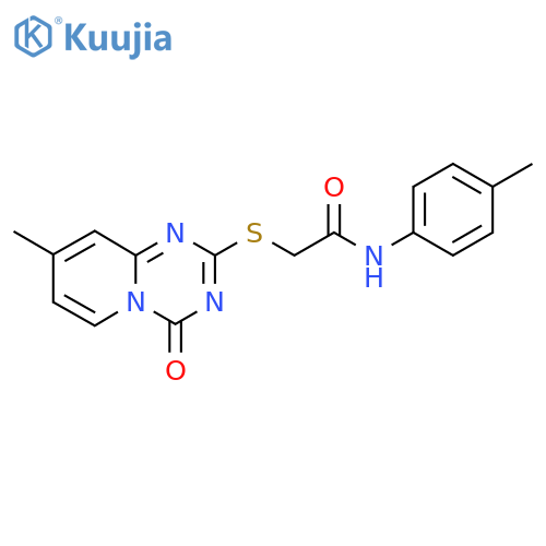 2-({8-methyl-4-oxo-4H-pyrido1,2-a1,3,5triazin-2-yl}sulfanyl)-N-(4-methylphenyl)acetamide structure