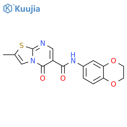 N-(2,3-dihydro-1,4-benzodioxin-6-yl)-2-methyl-5-oxo-5H-1,3thiazolo3,2-apyrimidine-6-carboxamide structure