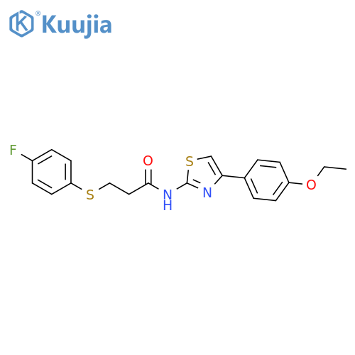 N-4-(4-ethoxyphenyl)-1,3-thiazol-2-yl-3-(4-fluorophenyl)sulfanylpropanamide structure