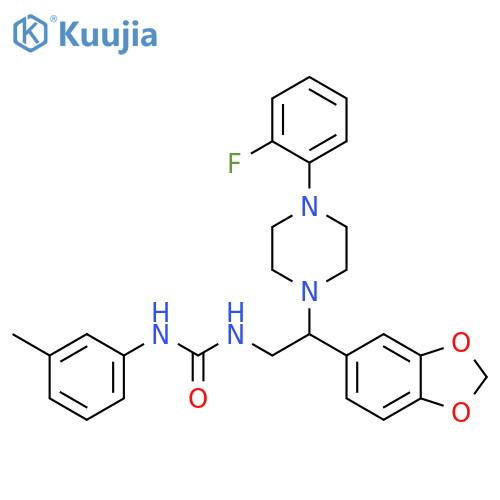 3-2-(2H-1,3-benzodioxol-5-yl)-2-4-(2-fluorophenyl)piperazin-1-ylethyl-1-(3-methylphenyl)urea structure