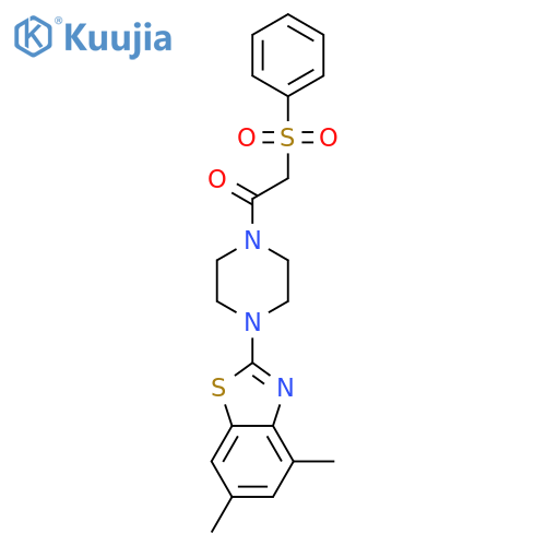 2-(benzenesulfonyl)-1-4-(4,6-dimethyl-1,3-benzothiazol-2-yl)piperazin-1-ylethan-1-one structure