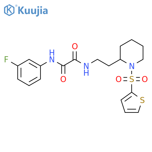 N'-(3-fluorophenyl)-N-{2-1-(thiophene-2-sulfonyl)piperidin-2-ylethyl}ethanediamide structure