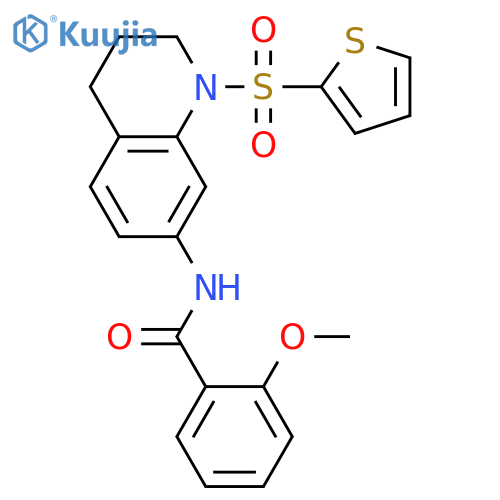2-methoxy-N-1-(thiophene-2-sulfonyl)-1,2,3,4-tetrahydroquinolin-7-ylbenzamide structure