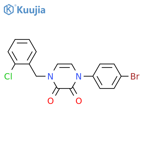 1-(4-bromophenyl)-4-(2-chlorophenyl)methyl-1,2,3,4-tetrahydropyrazine-2,3-dione structure