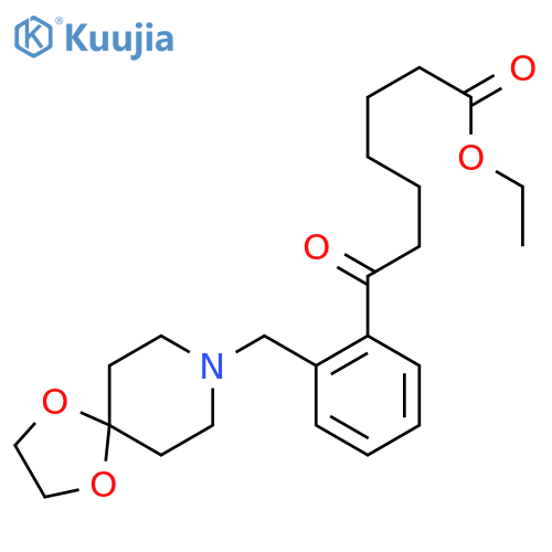 Ethyl 7-2-8-(1,4-dioxa-8-azaspiro-4.5decyl)methylphenyl-7-oxoheptanoate structure