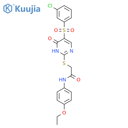 2-{5-(3-chlorobenzenesulfonyl)-6-oxo-1,6-dihydropyrimidin-2-ylsulfanyl}-N-(4-ethoxyphenyl)acetamide structure