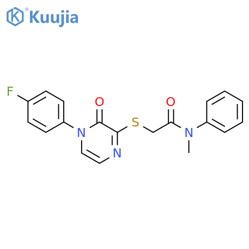 2-{4-(4-fluorophenyl)-3-oxo-3,4-dihydropyrazin-2-ylsulfanyl}-N-methyl-N-phenylacetamide structure