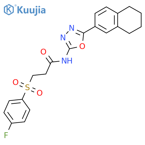3-(4-fluorobenzenesulfonyl)-N-5-(5,6,7,8-tetrahydronaphthalen-2-yl)-1,3,4-oxadiazol-2-ylpropanamide structure