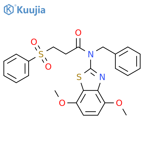 3-(benzenesulfonyl)-N-benzyl-N-(4,7-dimethoxy-1,3-benzothiazol-2-yl)propanamide structure