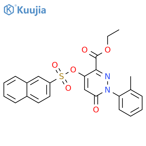 ethyl 1-(2-methylphenyl)-4-(naphthalene-2-sulfonyl)oxy-6-oxo-1,6-dihydropyridazine-3-carboxylate structure