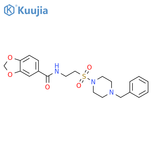 N-{2-(4-benzylpiperazin-1-yl)sulfonylethyl}-2H-1,3-benzodioxole-5-carboxamide structure